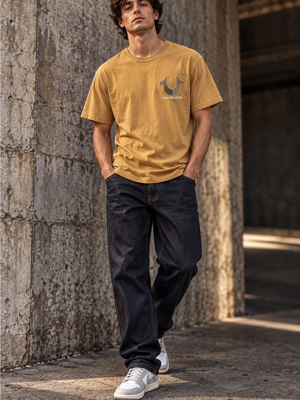 True Religion Mustard Logo Short Sleeve Tee